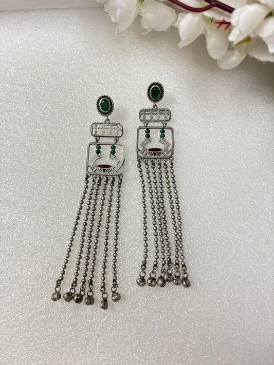 Aadhya Charm Oxidized Dangler Earrings