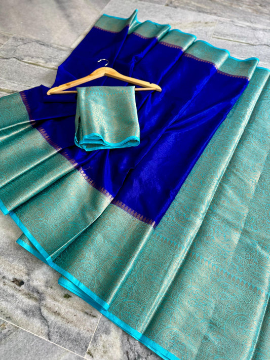 Banarasi Dyble Dupion Silk Saree with Contrast Jacquard Border & Pallu | Premium Festive Collection 2025