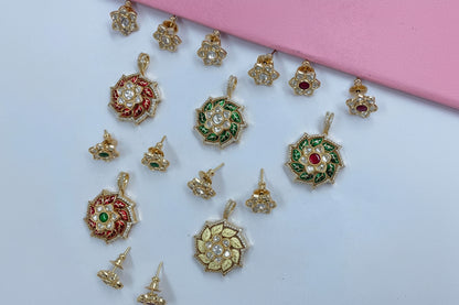 Original Moissanite Kundan Pendant Set | Luxury Without Chain | Alankrent DS391