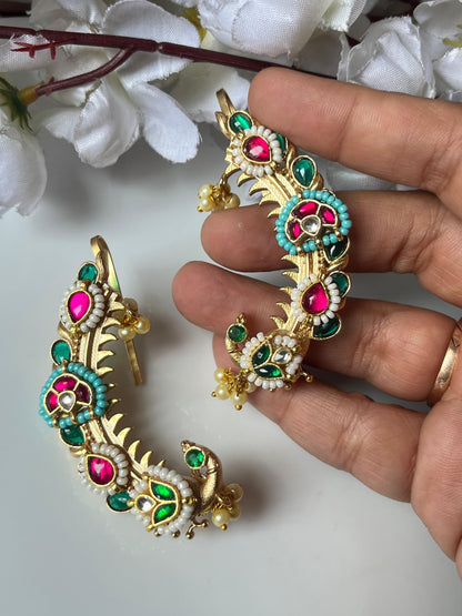 Statement Pacchi Kundan Semi-Silver Earcuff – Festival & Party Wear