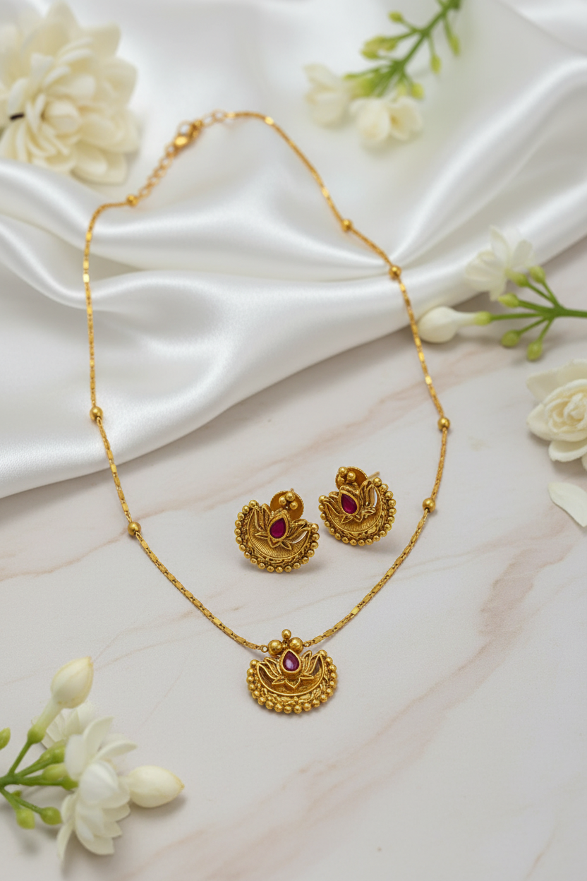 Mayura Peacock Long Necklace Set with Earrings | Traditional Gold Tone Indian Jeqwellery