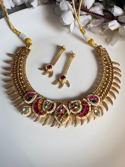 SuryaKranti Matt Gold Kundan Necklace Set – Heritage Limited Edition by Alankrent
