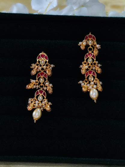 Naeyra Pacchi Kundan Pearl Drop Earrings Bollywood Inspired Bridal Wedding | Premium Indian Jewellery