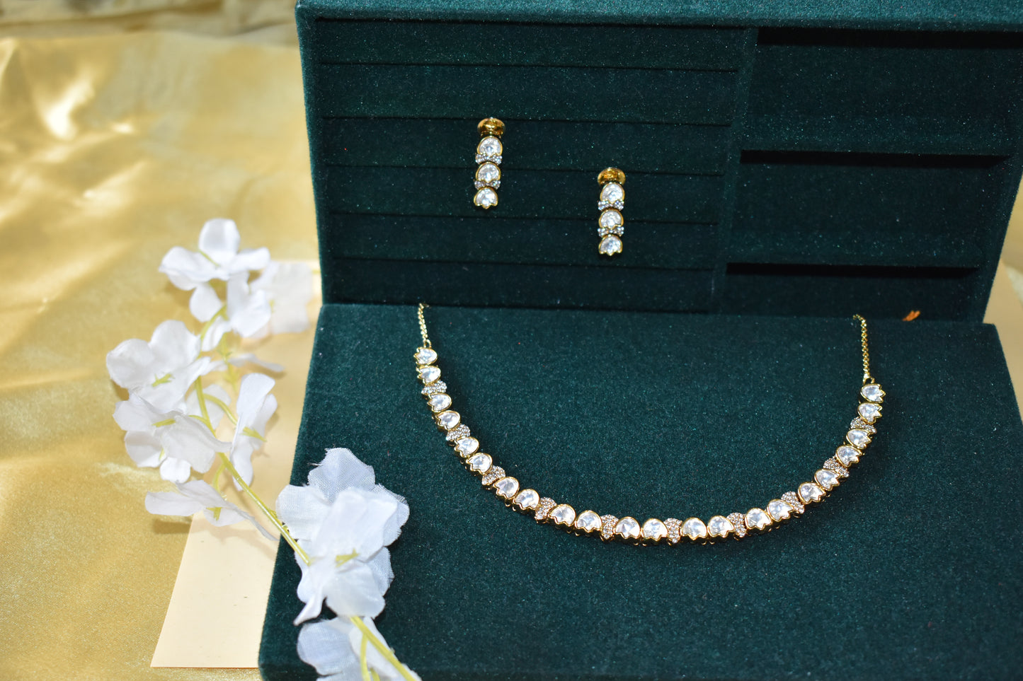 Zivara Victorian Maharani Polki Moissanite Necklace Set Minimal Bridal Wedding | Premium Indian Jewellery