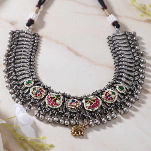 GhungrooRang Pacchi Kundan Choker | Premium Ghungroo Statement Necklace | Festive Jewellery