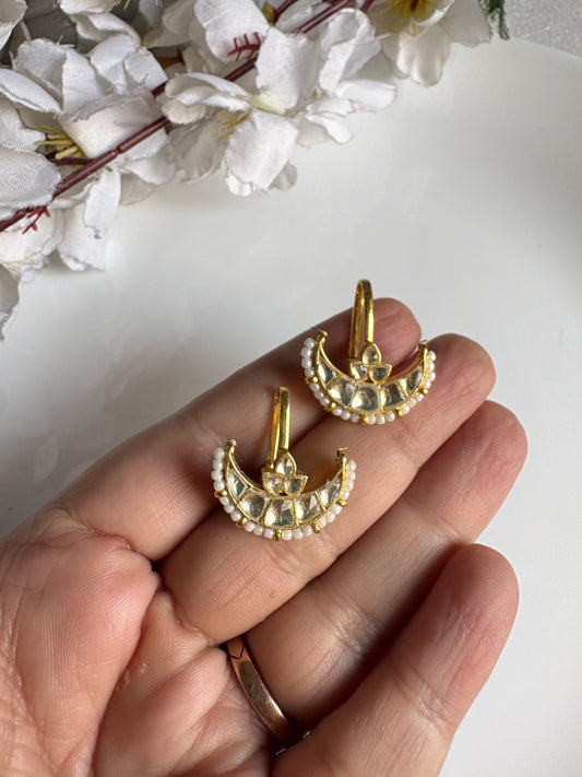 Traditional Kundan Earclip Bugadi with Pearl Drops Maharashtrian Wedding and Festive Jewellery Alankrent Luxe
