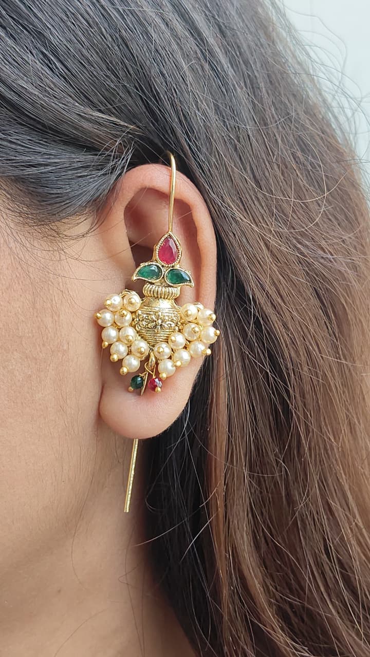 Mayur Pearl Kaan Earcuff | Buy Bahubali Earrings Online India