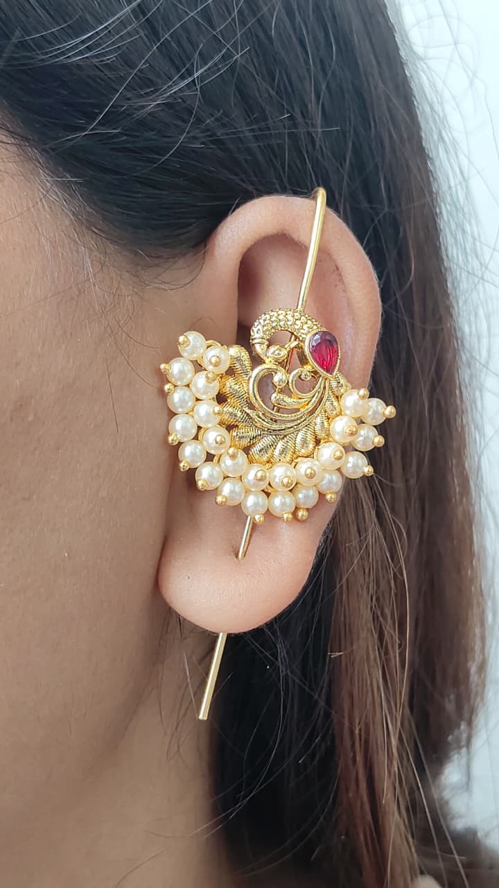 Mayur Pearl Kaan Earcuff | Buy Bahubali Earrings Online India
