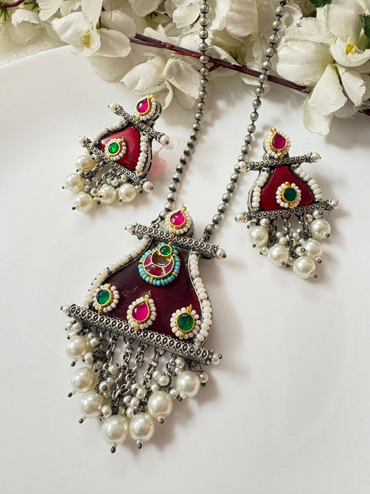 The Ruhani Meenakari Statement Sets | Available in Blue & Maroon