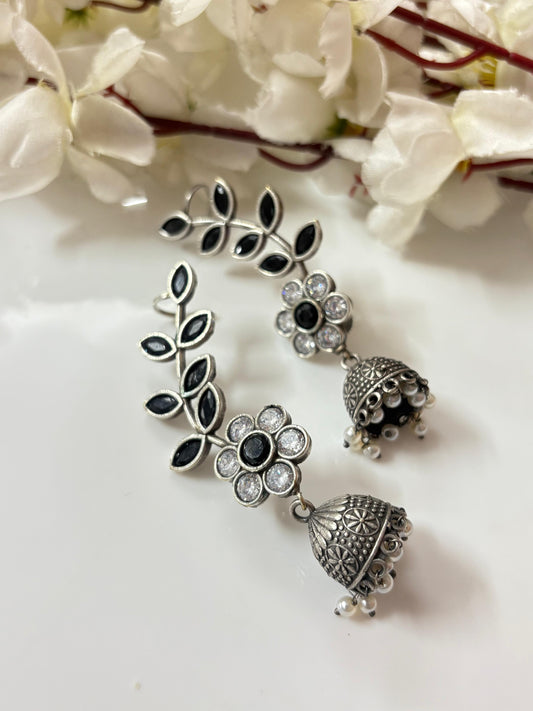 Stone Flower Earcuffs – Elegant Floral Stone Design | Trendy Indian Jewellery by Alankrent Luxe