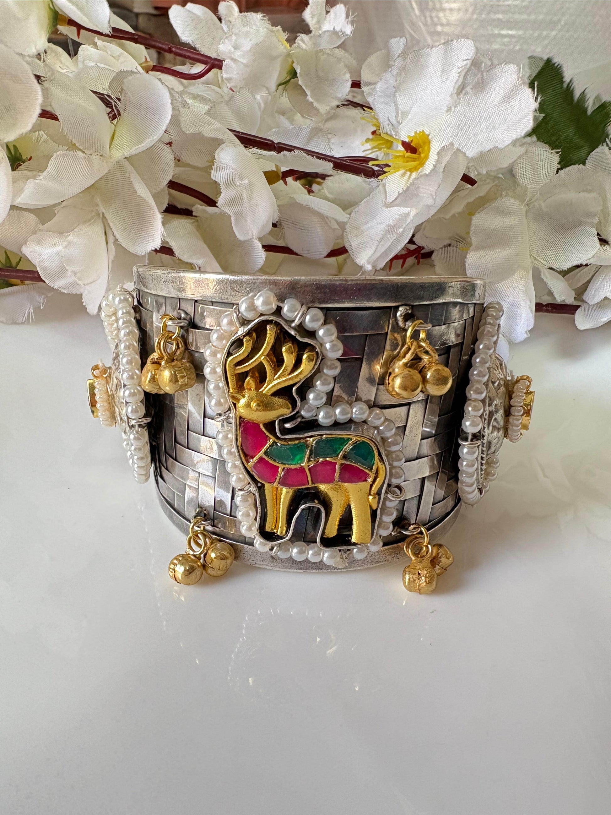 Mriga Kundan Kada – Deer Pacchi SLA Brass Kada - Alankrent Luxe