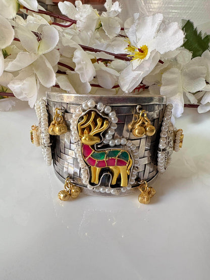 Mriga Kundan Kada – Deer Pacchi SLA Brass Kada - Alankrent Luxe