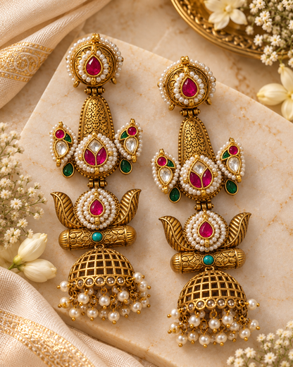Ruhani Apala Polish Premium Kundan Earrings | Traditional Indian Bridal Earrings