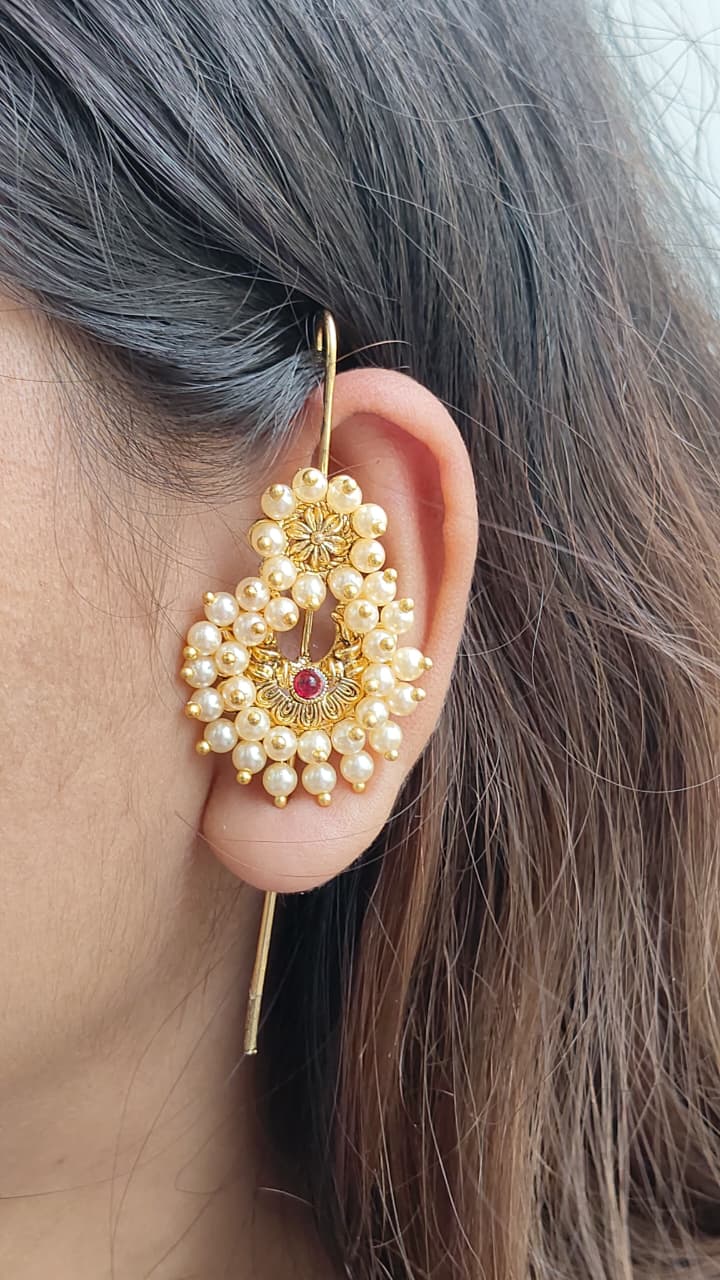 Mayur Pearl Kaan Earcuff | Buy Bahubali Earrings Online India
